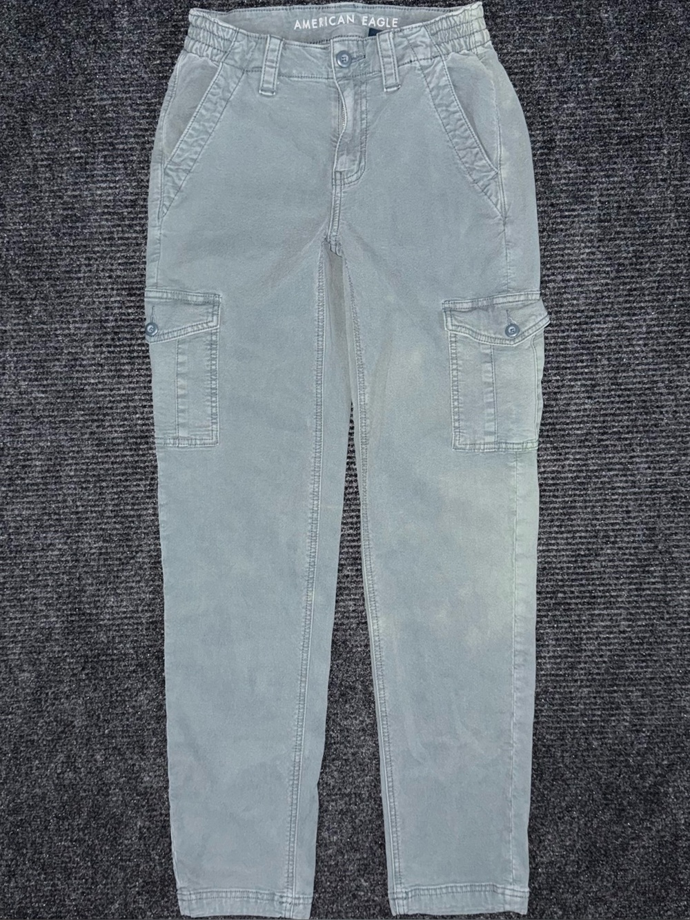 American Eagle Women's Cargo Pants Washed Green Size 00 Regular Stretch Utility